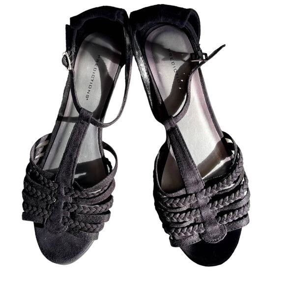 Predictions Flats Sandals Black Size 7 flat buckle closure fabric - Picture 1 of 4